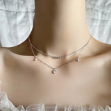 925 Silver Love Necklace Zircon Heart Pendant Wedding Jewelry