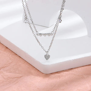 925 Silver Love Necklace Zircon Heart Pendant Wedding Jewelry