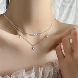 925 Silver Love Necklace Zircon Heart Pendant Wedding Jewelry