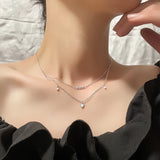 925 Silver Love Necklace Zircon Heart Pendant Wedding Jewelry