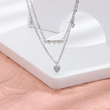 925 Silver Love Necklace Zircon Heart Pendant Wedding Jewelry