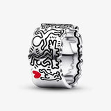 925 Silver Flower Line Art Love Charms for Bracelet
