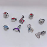 925 Silver Flower Line Art Love Charms for Bracelet