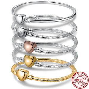 Heart Clasp Snake Chain Bracelet - Dainty and Elegant Jewelry