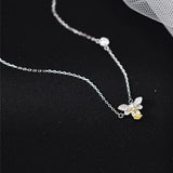 925 Silver Little Bee Necklace Zircon Pendant Gift