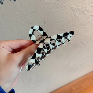 Acetic Acid Checkered Plaid Hair Claw Clips Hair Rope For Girls