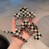 Acetic Acid Checkered Plaid Hair Claw Clips Hair Rope For Girls