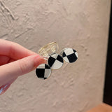 Acetic Acid Checkered Plaid Hair Claw Clips Hair Rope For Girls