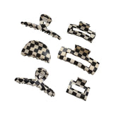 Acetic Acid Checkered Plaid Hair Claw Clips Hair Rope For Girls