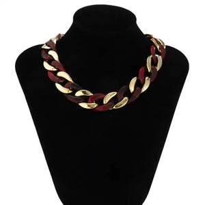 Colorful Resin Chain Choker Pendants Necklaces - Vintage Jewelry