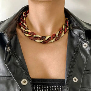Colorful Resin Chain Choker Pendants Necklaces - Vintage Jewelry