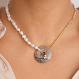 Adjustable Long Necklace Coral Beaded Pearl Pendant Women Party Wedding
