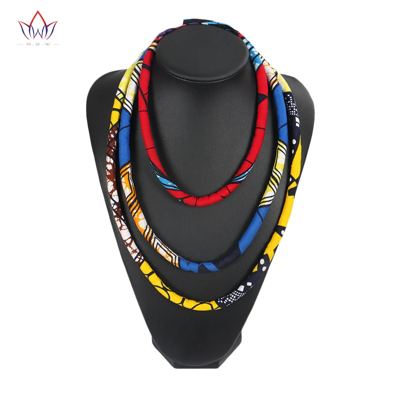 African Kente Print Necklace Multicolor Anakara Kente Jewelry
