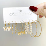 Geometric Diamond Stud Earrings Set Creative Acrylic Butterfly Snake Earrings