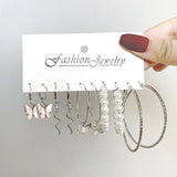 Geometric Diamond Stud Earrings Set Creative Acrylic Butterfly Snake Earrings
