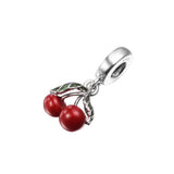 Cherry Fruit Dangle Charm 925 Silver Beads Bracelet DIY Jewelry