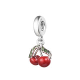 Cherry Fruit Dangle Charm 925 Silver Beads Bracelet DIY Jewelry