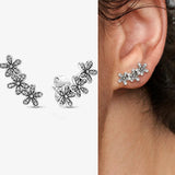 925 Silver Sparkling Star Gem Wings Stud Earrings Women Jewelry