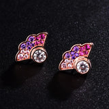 925 Silver Sparkling Star Gem Wings Stud Earrings Women Jewelry