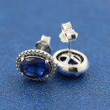 925 Silver Sparkling Star Gem Wings Stud Earrings Women Jewelry