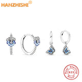 925 Silver Flower Hoop Earrings Butterfly Design Gift