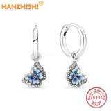 925 Silver Flower Hoop Earrings Butterfly Design Gift