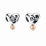 925 Silver Love You Sister Heart Charms for Bracelet DIY Jewelry