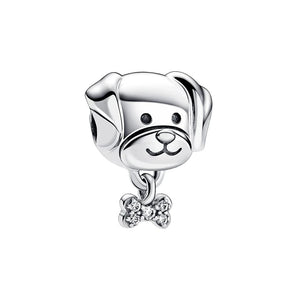Autumn 925 Silver Dog & Bone Charms Beads Bracelet DIY Gift