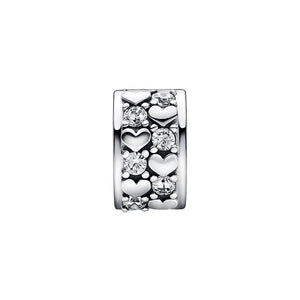 925 Silver Infinite Hearts Clip Charm Bead for Bracelet DIY Gift Jewelry