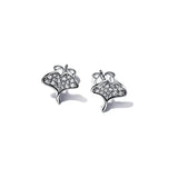 925 Silver Autumn Gingko Leaf Stud Earrings