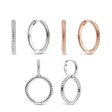 Autumn 925 Silver Charm Earrings Double Hoop DIY Jewelry
