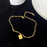 Beach Party Square Pendant Stainless Steel Anklet For Women