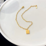Beach Party Square Pendant Stainless Steel Anklet For Women