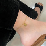 Beach Party Square Pendant Stainless Steel Anklet For Women