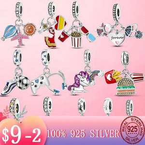 925 Silver Eiffel Tower Unicorn Dangle Charms for Jewelry