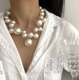 Pearl Bead Choker Collarbone Necklace for Women