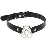 Vintage Charm Gothic Spike Rivet Collar Pendant Leather Pentagram