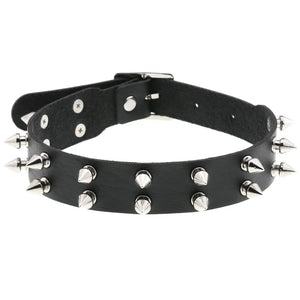 Vintage Charm Gothic Spike Rivet Collar Pendant Leather Pentagram