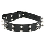 Vintage Charm Gothic Spike Rivet Collar Pendant Leather Pentagram