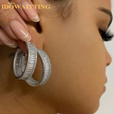 Bling Iced Out CZ Earring Hiphop Hoop Huggie Earrings For Women