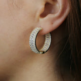 Bling Iced Out CZ Earring Hiphop Hoop Huggie Earrings For Women