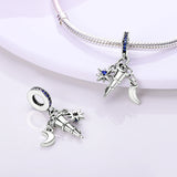 Zircon 925 Silver Galaxy Moon Pendant Charm Bead Bracelet Gift