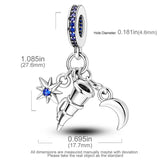 Zircon 925 Silver Galaxy Moon Pendant Charm Bead Bracelet Gift