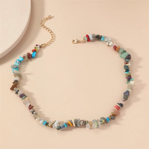Bohemian Green Gravel Natural Semi-precious Stone Necklace