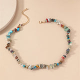 Bohemian Green Gravel Natural Semi-precious Stone Necklace