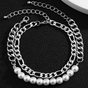 Bohemian Pearl Beads Chain Men Bracelet Set