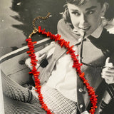 Bohemian Red Coral Bead Pearl Choker Necklace