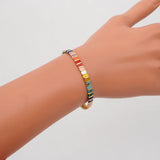 Boho Beach Rainbow Beaded Bracelet Multicolour Dainty Jewelry