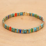 Boho Beach Rainbow Beaded Bracelet Multicolour Dainty Jewelry
