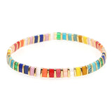 Boho Beach Rainbow Beaded Bracelet Multicolour Dainty Jewelry